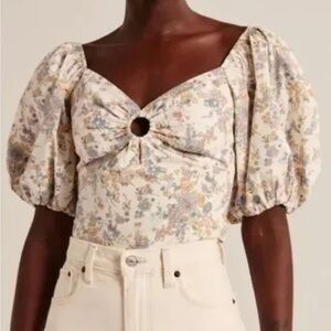 Abercrombie Floral Puff Sleeve Crop Top XS